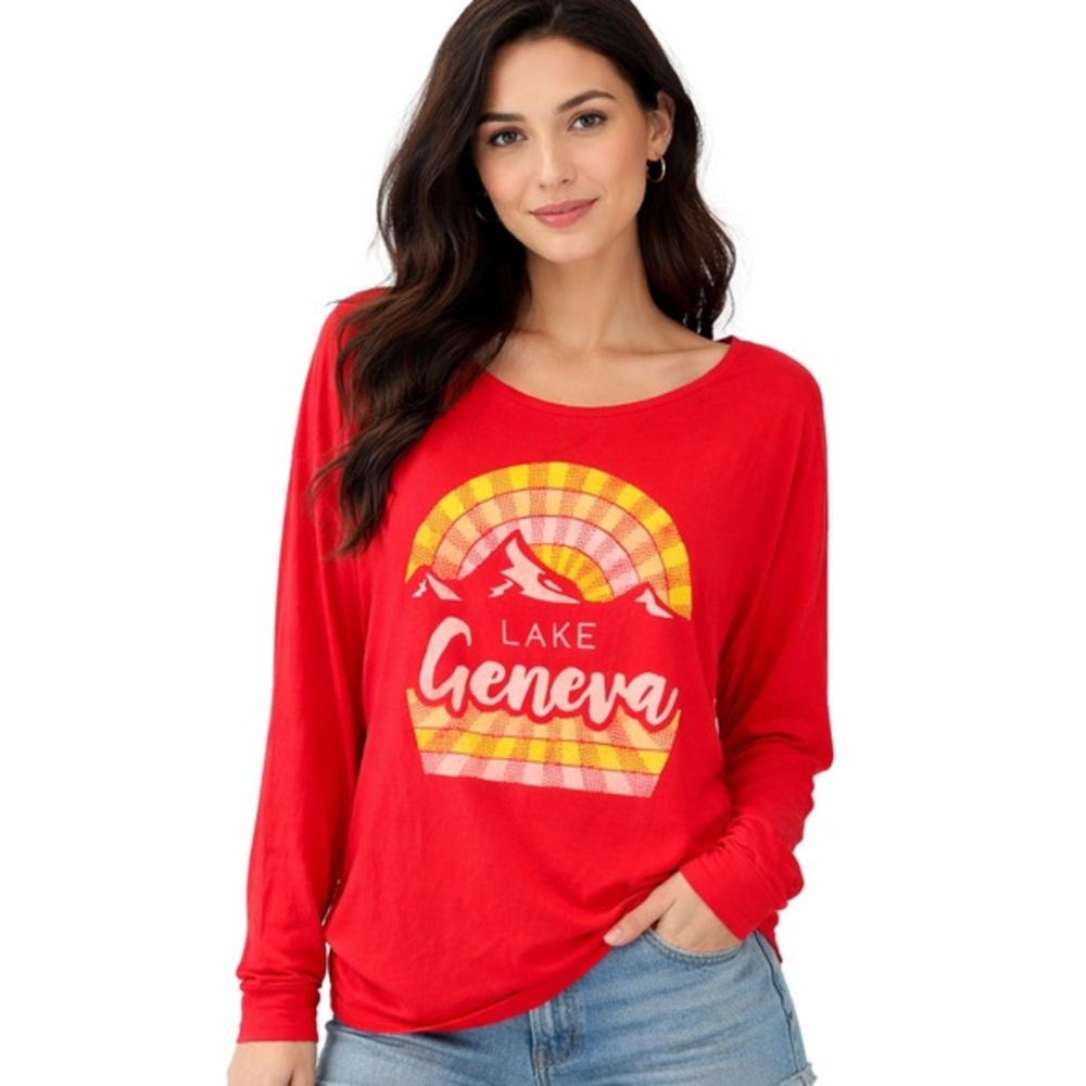 Lake Geneva Graphic Top, Size Medium